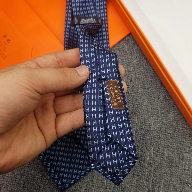 Hermes Faconnee H Bicolore Tie In Blue - Image 6