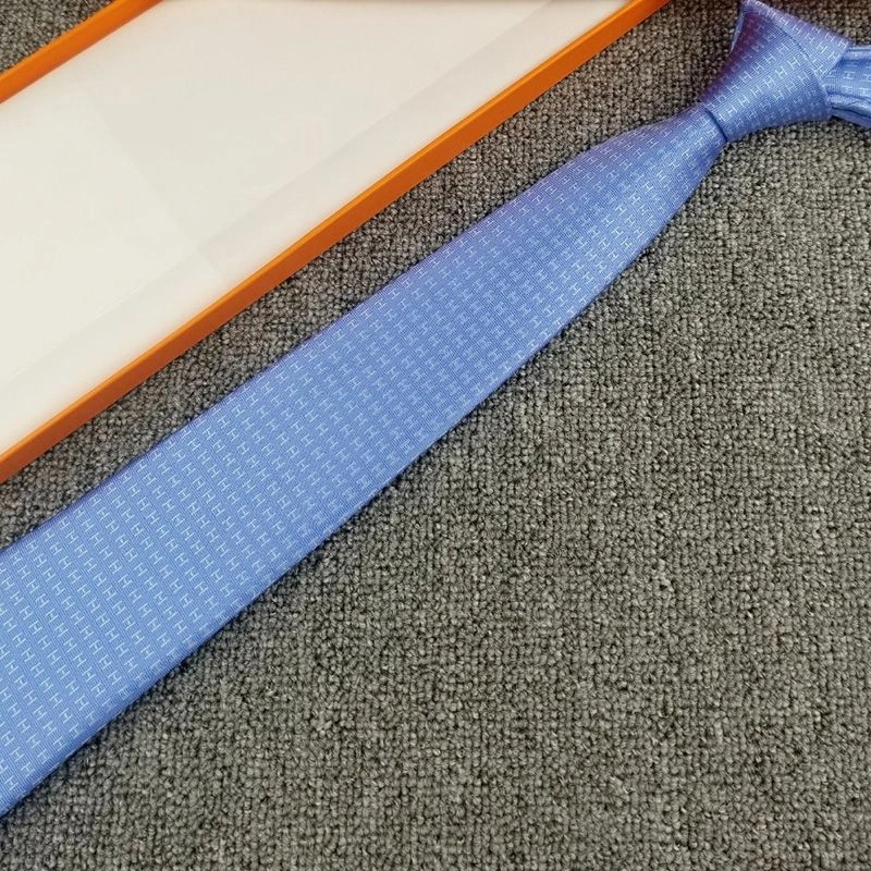 Hermes Faconnee H Bicolore Tie In Blue - Image 3