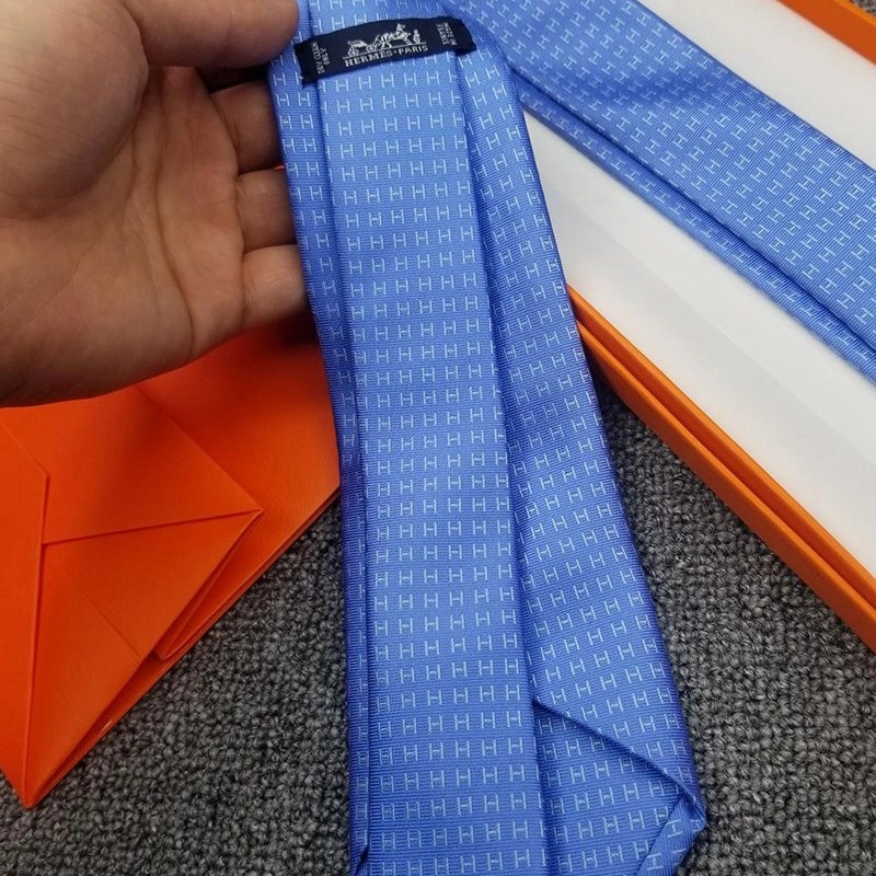 Hermes Faconnee H Bicolore Tie In Blue - Image 4