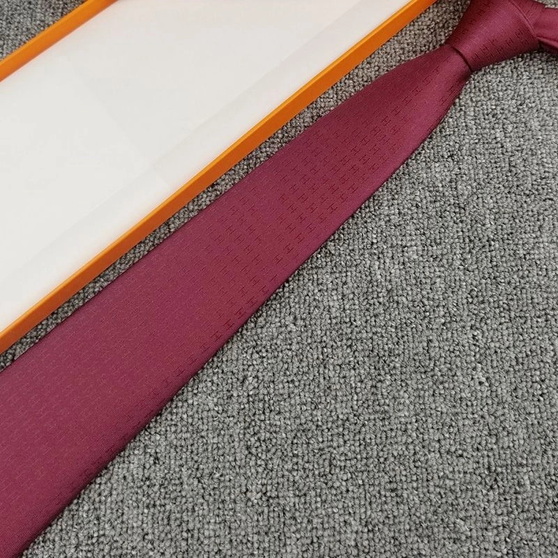 Hermes Faconnee H Bicolore Tie In Red - Image 4