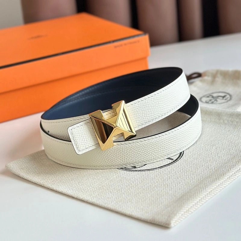 Hermes H Buckle 24 Reversible Belt Leather In Blue White - Image 3