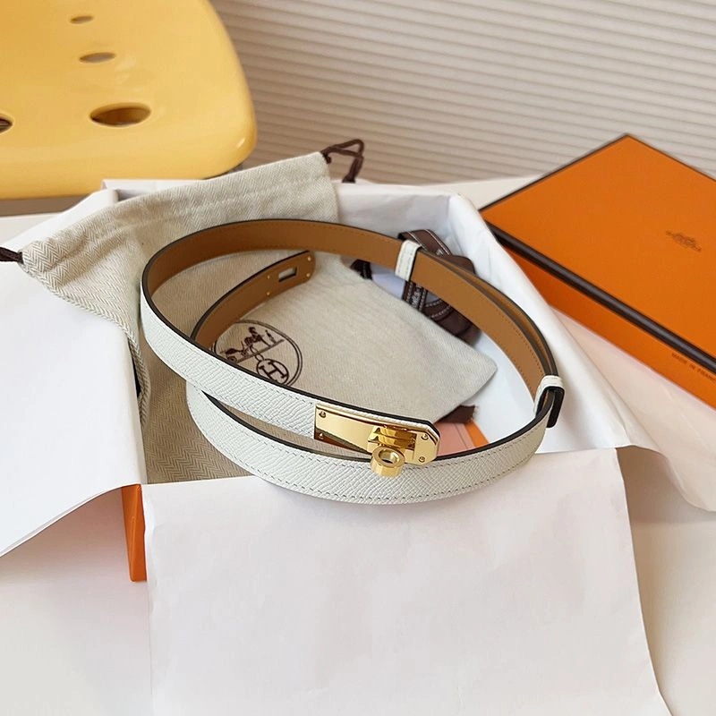 Hermes Kelly 18 Belt Espom Calfskin In White Gold - Image 3