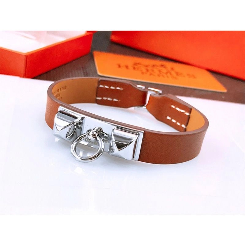 Hermes Micro Rivale Bracelets Swift Calfskin Silver Hardware - Image 8