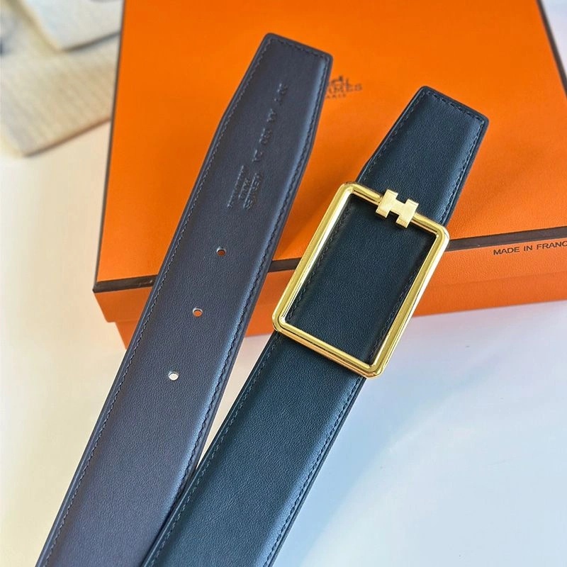 Hermes Tube H Buckle 38 Reversible Belt Leather In Black - Image 3