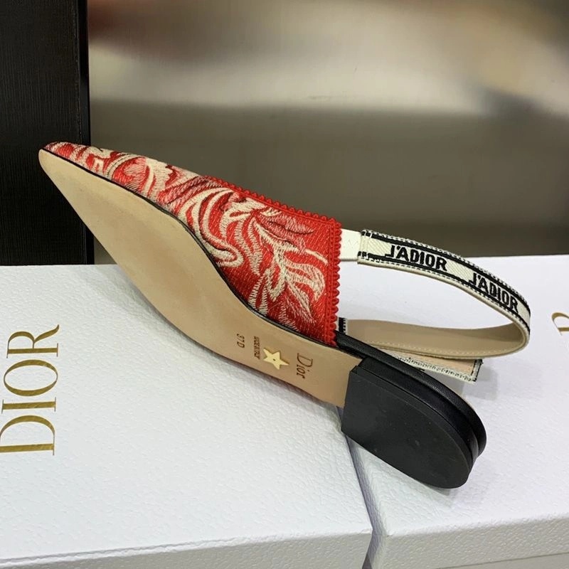 J'Adior Slingback Pumps Women Brocart Motif Canvas Red - Image 7