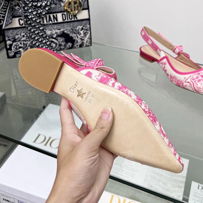 J'Adior Slingback Pumps Women Toile de Jouy Motif Canvas Rose - Image 7