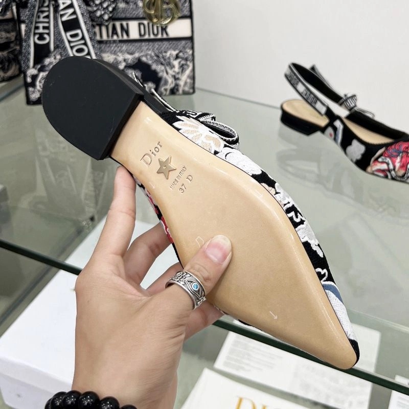 J'Adior Slingback Pumps Women Toile de Jouy Pop Motif Canvas Black - Image 7