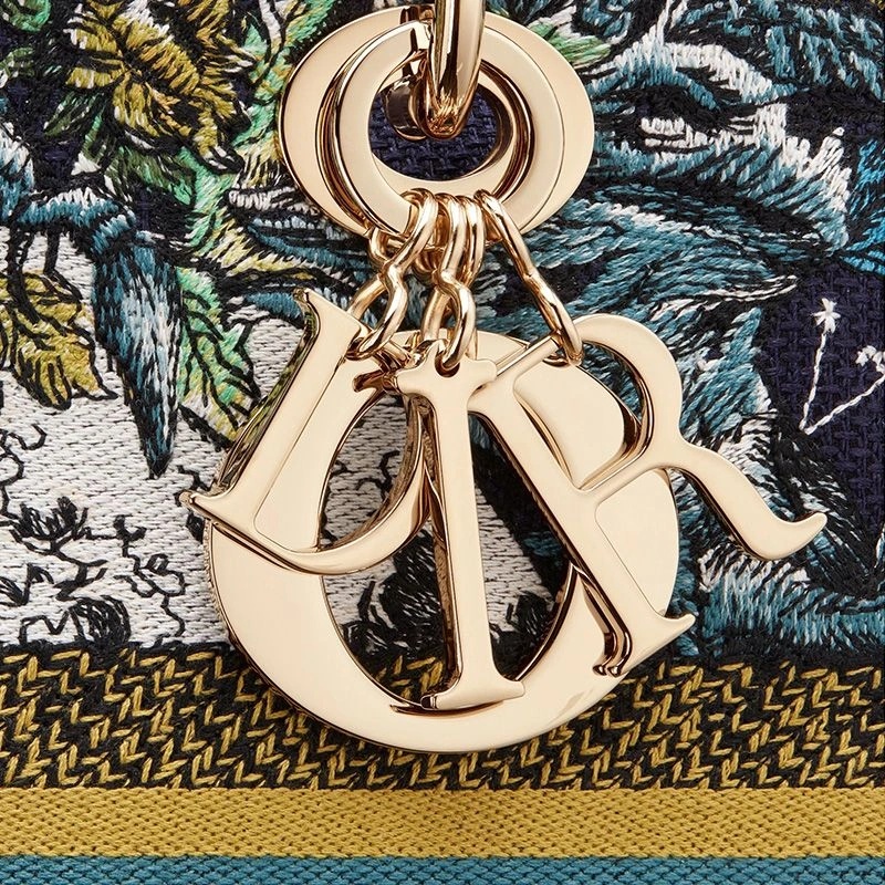 Medium Lady D-lite Bag Constellation Motif Canvas Blue - Image 5