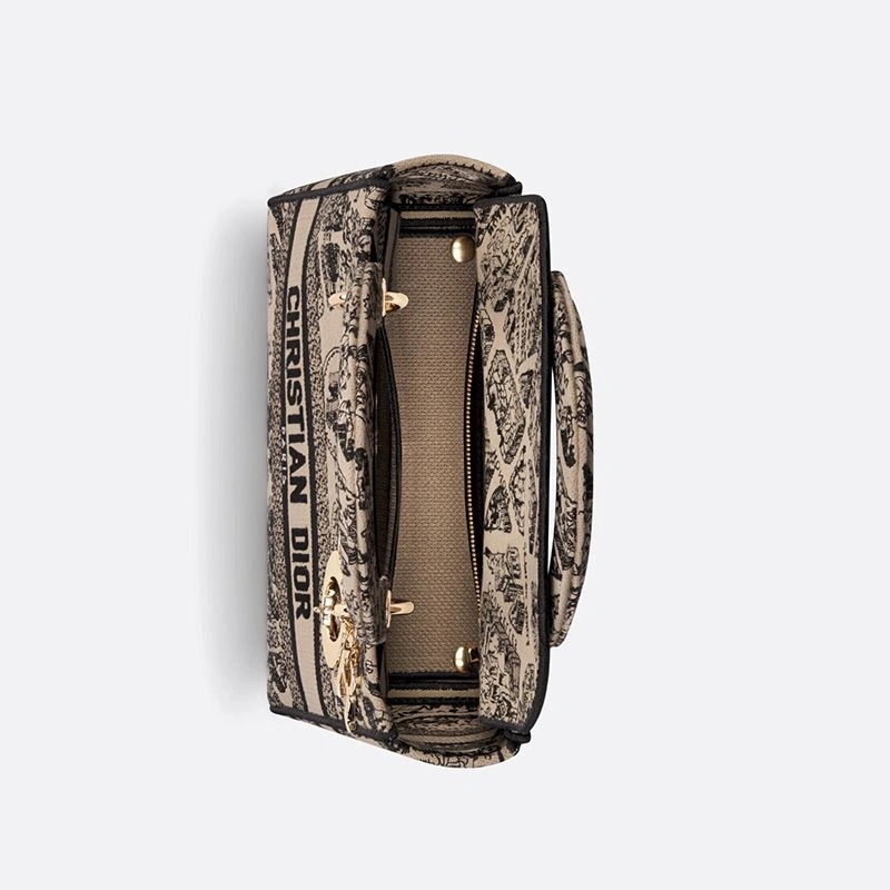 Medium Lady D-lite Bag Plan de Paris Motif Canvas Beige - Image 4