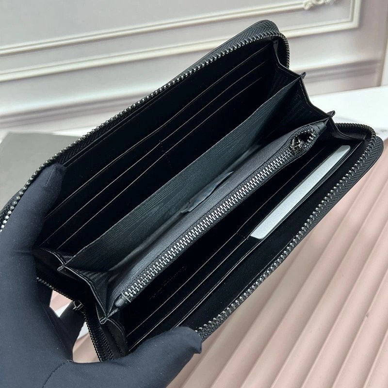 Large Dior Zip Wallet CD Diamond Motif Calfskin Black - Image 4