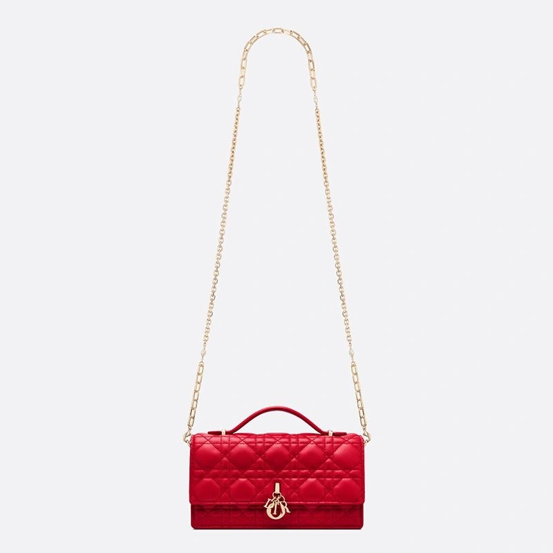 Mini Miss Dior Top Handle Bag Cannage Lambskin Red - Image 5