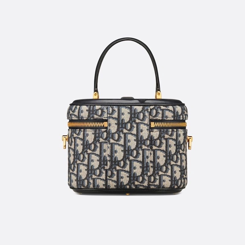 Small Dior CD Signature Vanity Case Oblique Motif Canvas Blue - Image 3