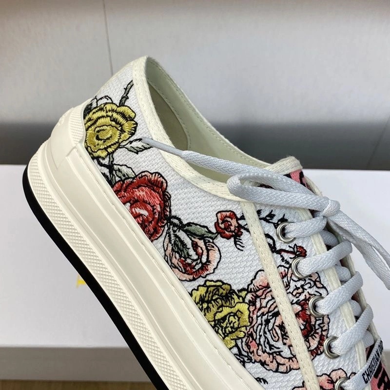 Walk'n'Dior Platform Sneakers Unisex Florilegio Motif Canvas White Pink - Image 3