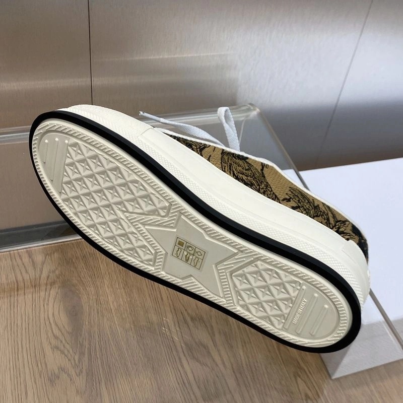 Walk'n'Dior Platform Sneakers Unisex Toile de Jouy Voyage Motif Canvas Beige - Image 4