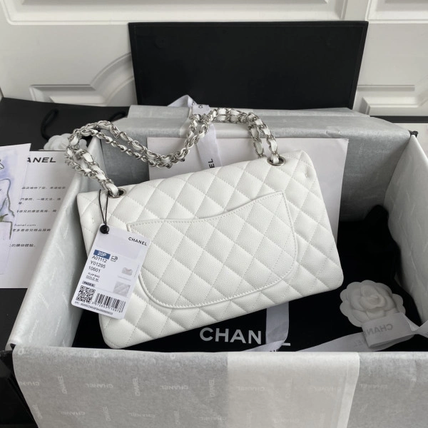 NewStyle CHANEL A01112 White Large 2.55 Calfskin Leather Flap Bag 296 - Image 3