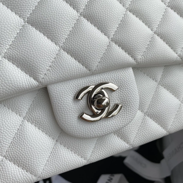 NewStyle CHANEL A01112 White Large 2.55 Calfskin Leather Flap Bag 296 - Image 4