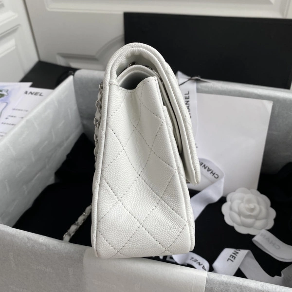 NewStyle CHANEL A01112 White Large 2.55 Calfskin Leather Flap Bag 296 - Image 5