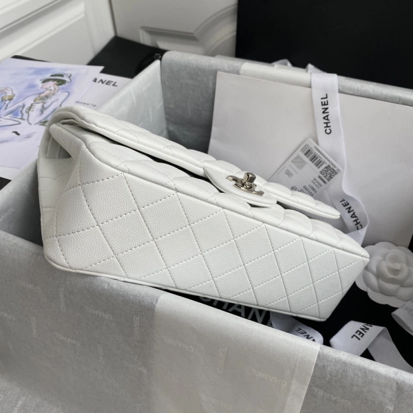 NewStyle CHANEL A01112 White Large 2.55 Calfskin Leather Flap Bag 296 - Image 6