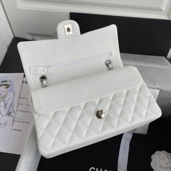 NewStyle CHANEL A01112 White Large 2.55 Calfskin Leather Flap Bag 296 - Image 8