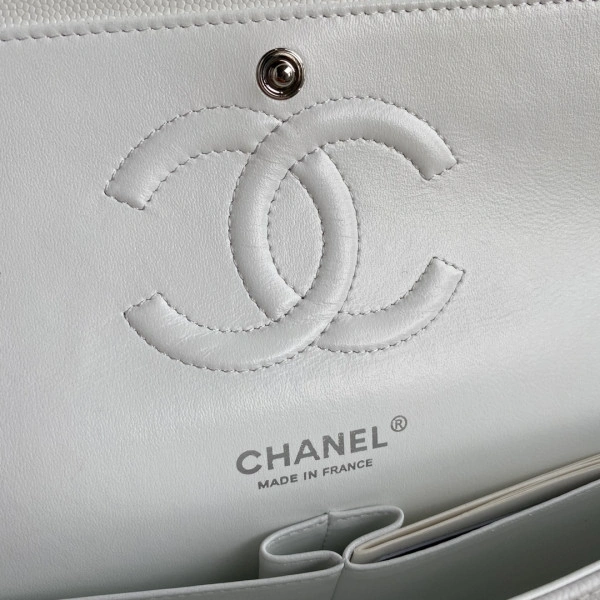 NewStyle CHANEL A01112 White Large 2.55 Calfskin Leather Flap Bag 296 - Image 10